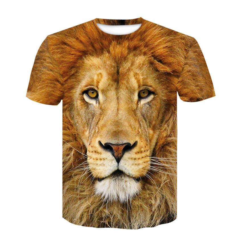 Fashion Men And Women TShirts 3D animal world Luxury Tiger Lion Printed T-shirts Hip-Hop Round Neck Short Sleeve Street Clothes