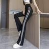 High Waist Flare Yoga Pants with Side Stripe for Women - Plus Size, Autumn/Winter Wear