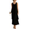 Sleeveless Layered Maxi Dress for Women Scoop Neck Loose Fit Tiered Chiffon Long Dress Elegant Flowy Summer Outfit