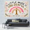 2D One-Derful 1st Birthday Backdrop Rainbow Floral Photography Background