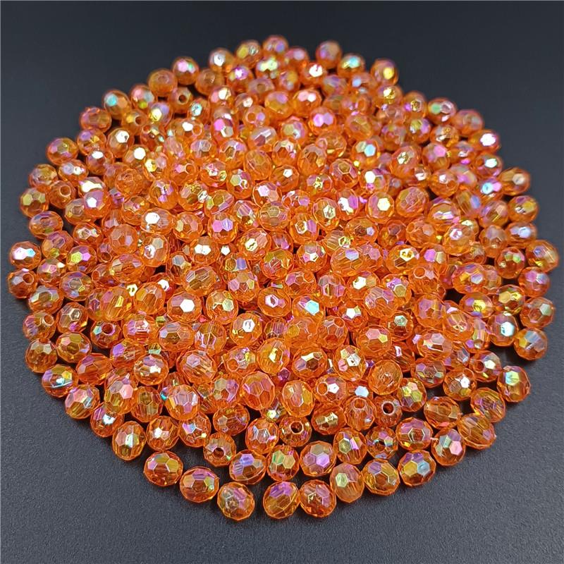 Moda 100/40 pçs acrílico mão frisado 6/8mm diy contas material cor contas acessórios sinfonia transparente ab contas redondas