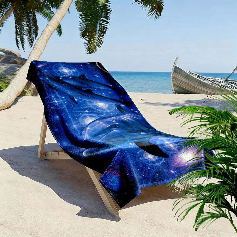 Dolphins Print Beach Towel, Large Soft Quick Dry Towel for Beach Camping Swimming
