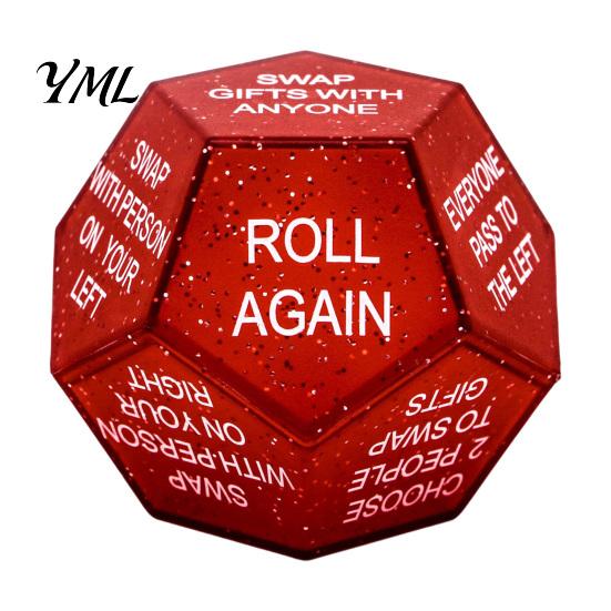 Easy Read Game Dice Santa Swap Gift Exchange Dice, Christmas Stocking Stuffers White Elephant Glitter Multi-sides for Present Party