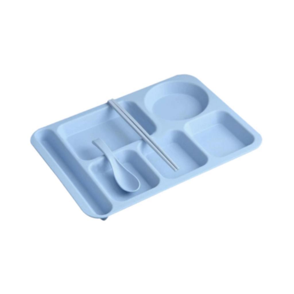 Dinner Plate Straw Lunch Snacks Dish Spoon Chopsticks Set