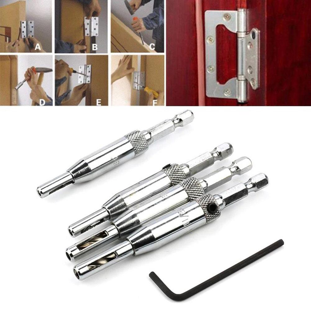 High Speed Steel Self Centering Hinge Drill Bits 4pcs for Accurate For Pilot Holes in Door and Cabinet Installation