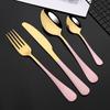 24Pcs Black Gold Western Dinnerware Set Stainless Steel Cutlery Set Fork Knife Spoon Tableware Set Flatware Set Silverware Set
