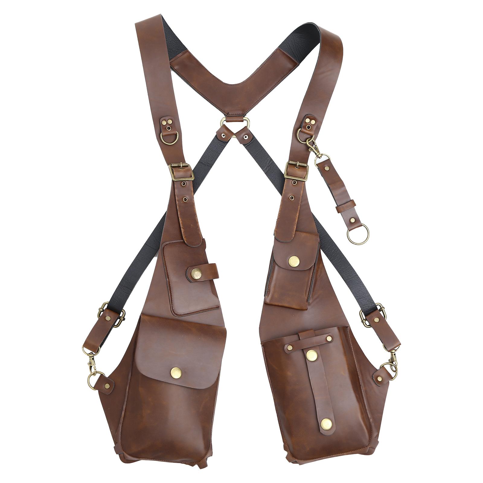 

Чоловіки Жінки Вінтажна шкіряна сумка через плече під пахвами Відкрита квадратна сумка Сумка для мобільного телефону One Size світло-коричневого кольору