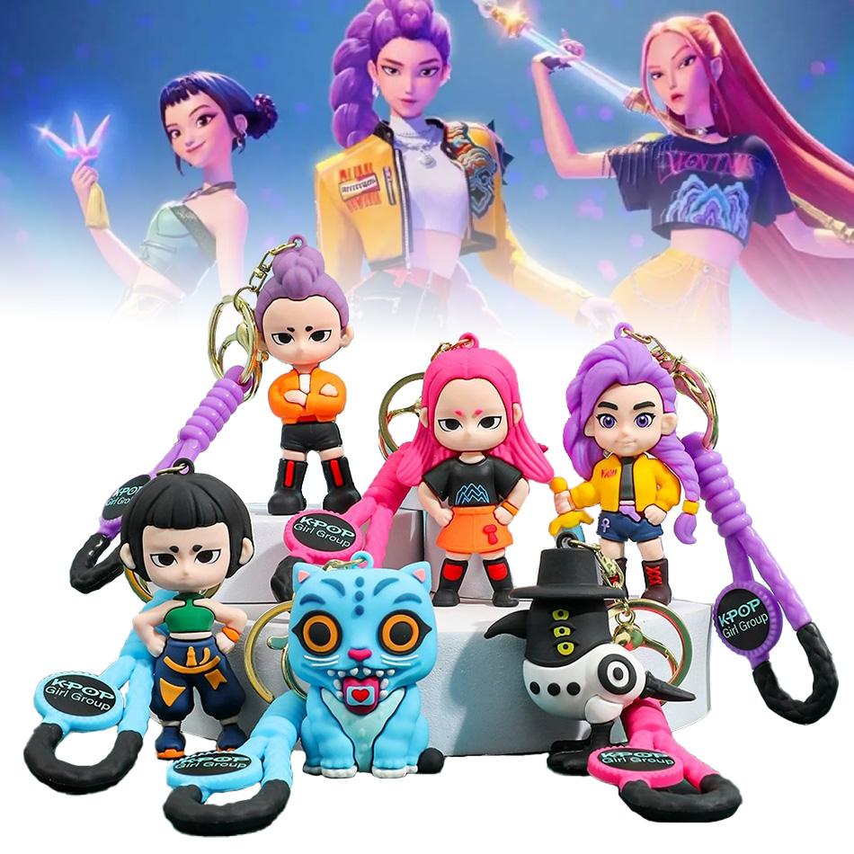 KPOP Demon Hunters Keychain, Tiger Character PVC Figure Keychain, Cute Harajuku Style Key Ring for Kids & Fans Halloween