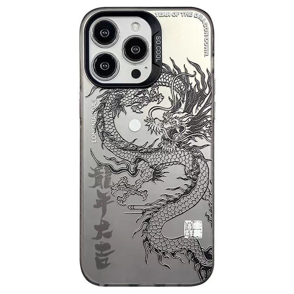 For iPhone 12/12 Pro Case Chinese Dragon Laser PC+TPU Phone Back Cover
