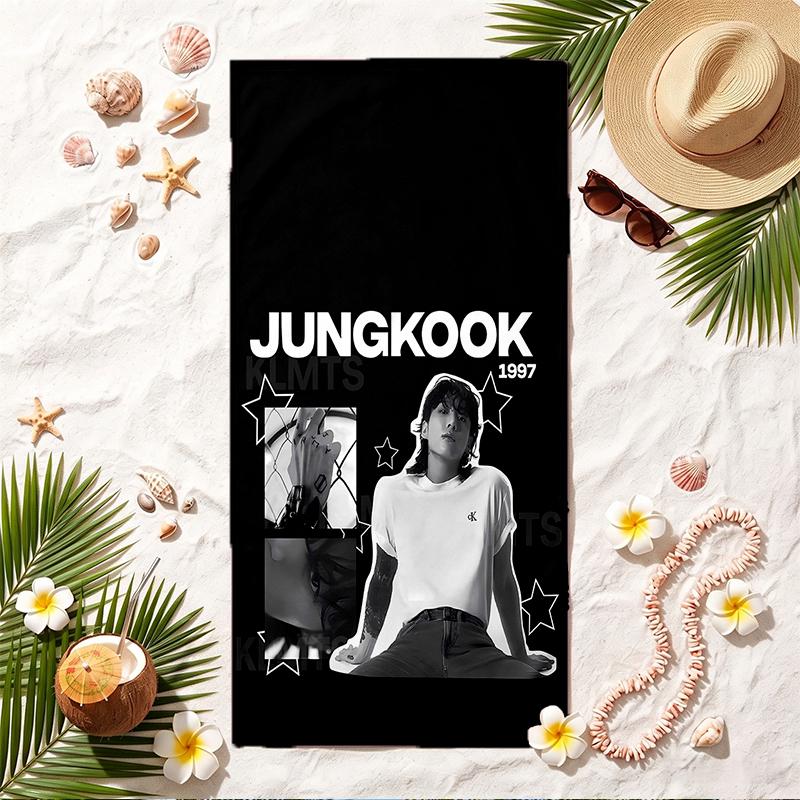 Jung Kook Soft Beach Towel Stylish Beach Pool Towel for Summer Seaside Vacation Travel
