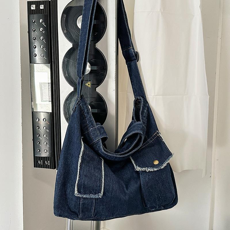 Large-capacity Washed Denim Tote Bag 2025 New Japanese Retro Versatile Casual Commuter Shoulder Crossbody Bag