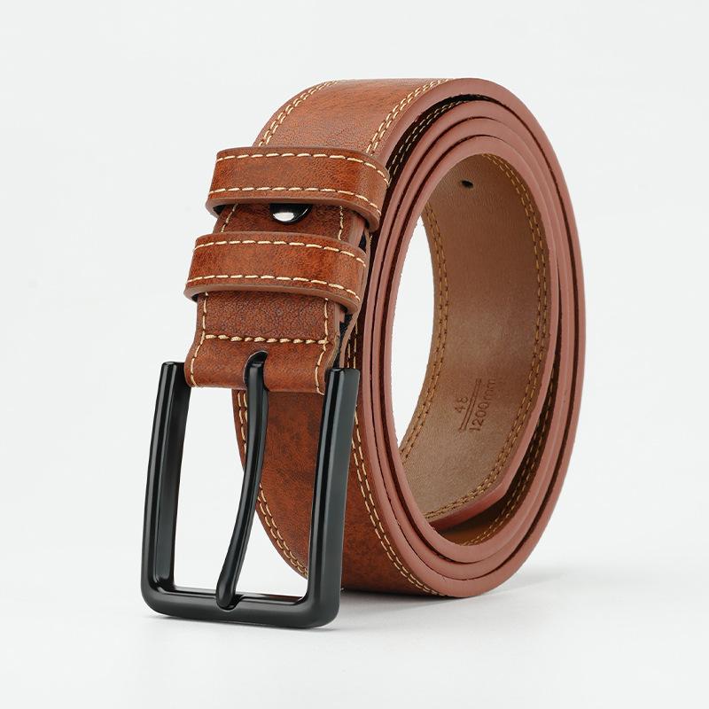 Belt for Men's Pin Buckle Trendy Business Retro Cowhide Belt Simple and Versatile Middle Aged and Young Pants for Men