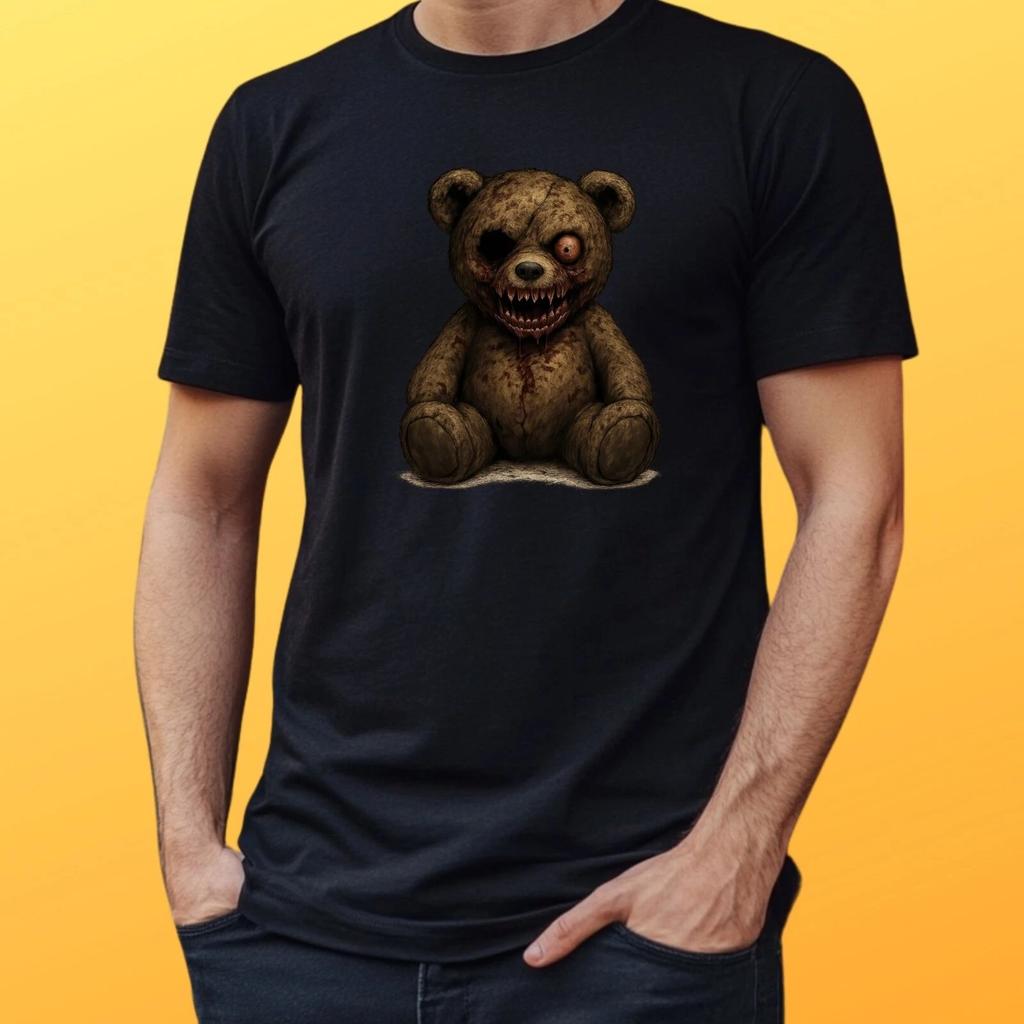 T-Shirt Herren Horror Teddy Motiv Baumwolle Größe S bis 5XL