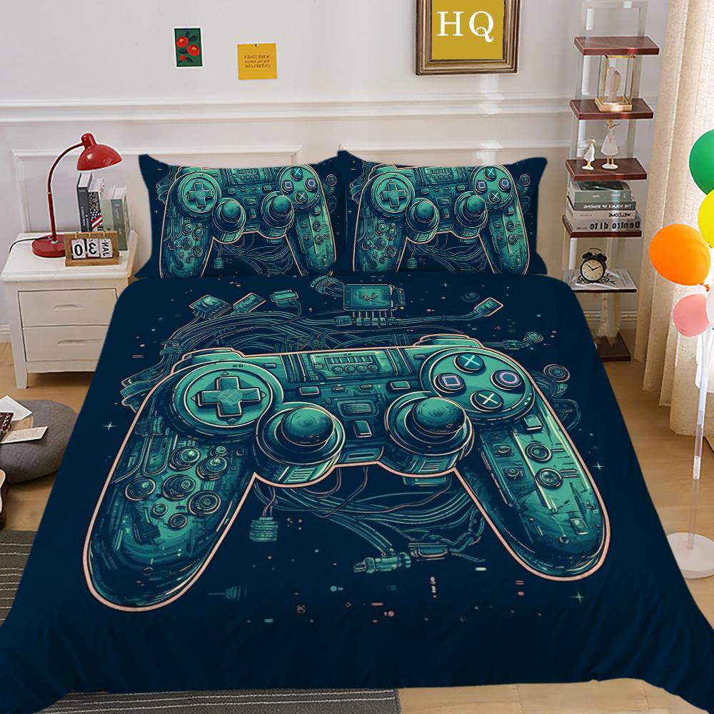 Parure de lit imprimée avec Console de jeu, vêtements de lit King Size, Design de jeu amusant pour adolescents, décoration de chambre à coucher de haute qualité