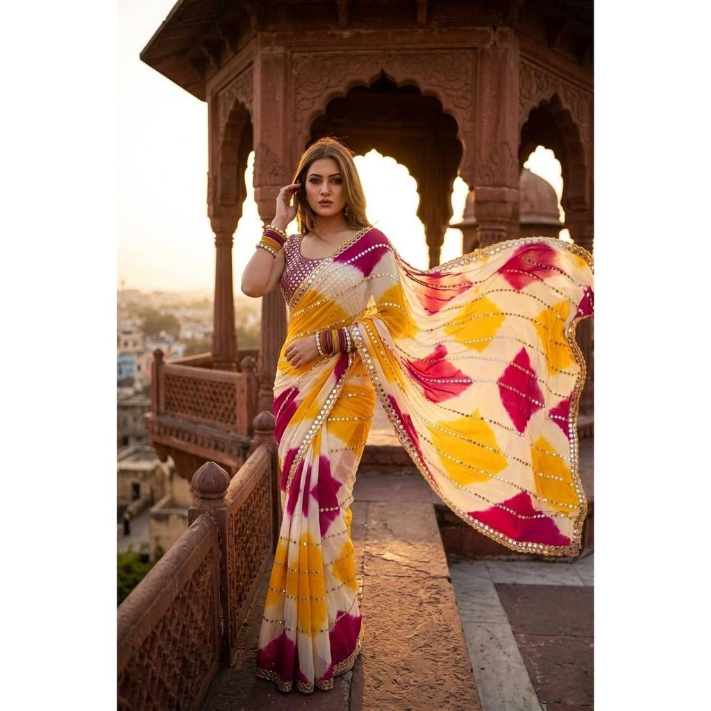 New Launch Premium Designer Mirror Work Saree