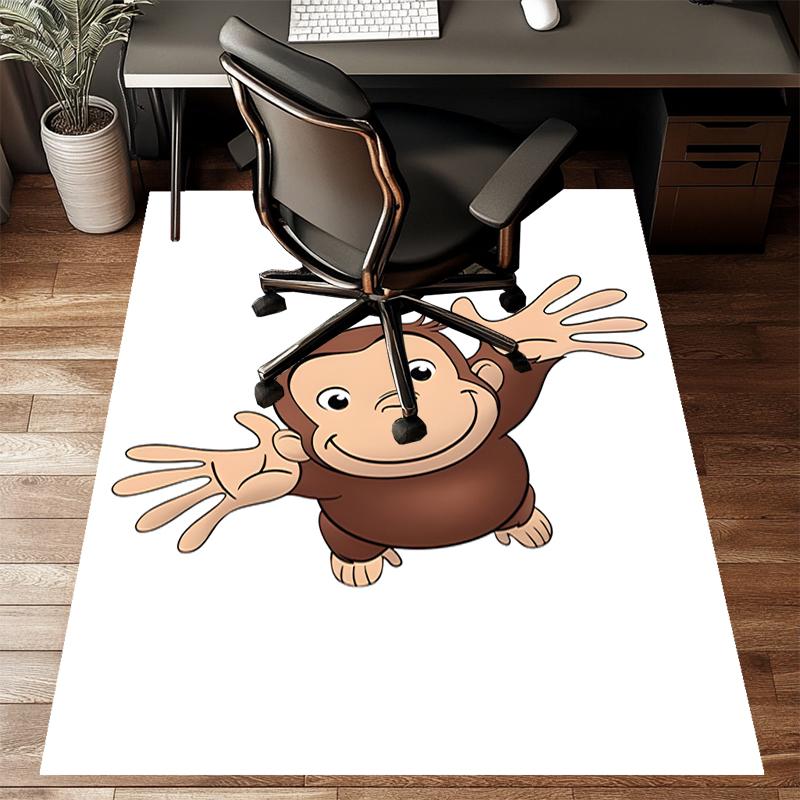 Curious George Polyester Carpet, Soft Indoor Mat for Office Chair, Living Room, Computer Desk - Decorative Home Office Rug Design