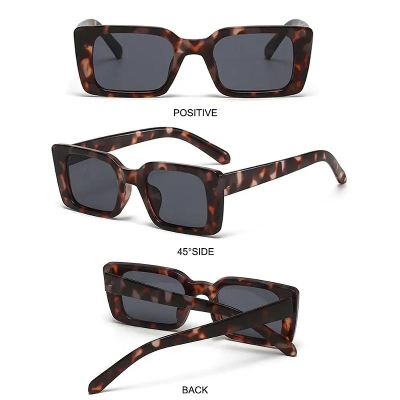 Vintage Beach/Travel Gradient Women'S Fashion Rectangle Leopard Sun Glasses Shades Square Sunglasses Uv400