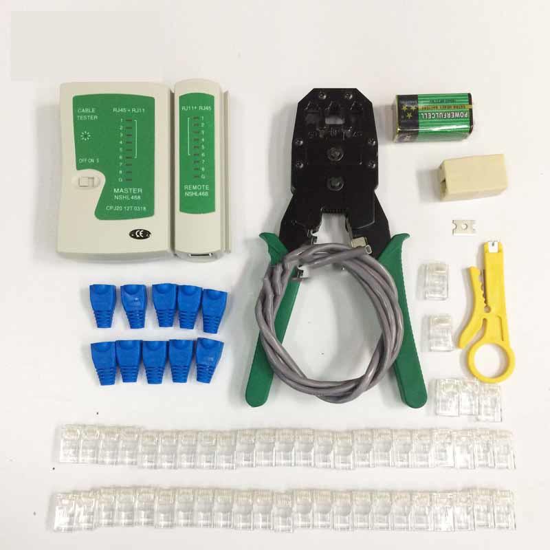 

66PCS Kit Ethernet Cable Tester Kit Crimp Crimper Pliers RJ11 RJ12 RJ45 Connector Modular Plug Network 1SET