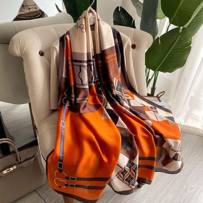Print Scarf Beach elegantní dlouhý šátek slunečník velký hedvábný šátek ženský