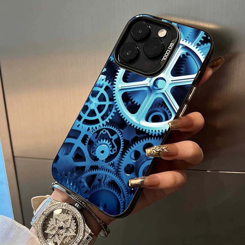 

Mechanical Gear For iPhone 17 16 15 14 13 12 11 Pro Max XS 17 Air Silicone Colored Silver Bumper Cover iPhone16Plus