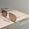 Rimless Square Sunglasses Men Women Fashion Gradient Lens Trendy Style Sun Glasses for Outdoor Driving Holiday
