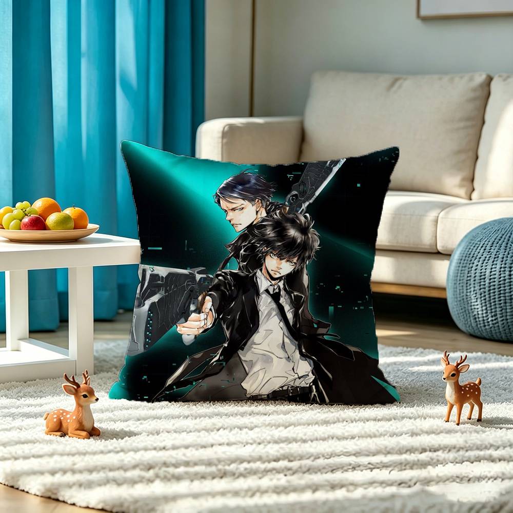 Psycho Pass Square Double-Sided printed Pillow Case Bedroom Bedside Pillow Sofa Cushion Cover