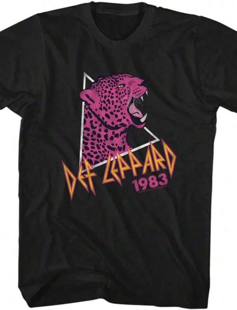 

Graphic-Shirt Cotton Tees Size PlusLeppard Rock Band Pink Leopard 1983 Adult Short Sleeve T Shirt 5XL різнокольоровий