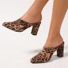 Mode Damen Leopard High Heels Pantoletten Sommer Mode Wildleder Kreuzriemen High Heels Große Größe Damen Elegant Spitz Slingback Sandalen