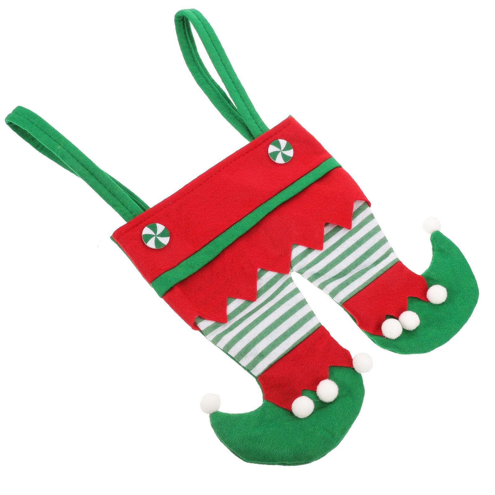 

Christmas Candy Bag Sock Shape Red Wine Storage Gift Tote Portable Party Favor Bag For Holiday Decor Wine Holder зелений