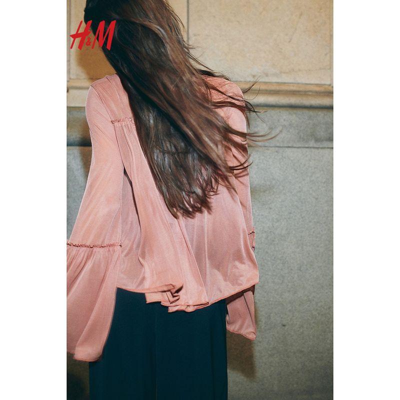 

HM Women clothes Summer Layered Mesh Top 1237748 Gray pink 160/88(S)