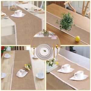 Linen Table Runner Lace Table Cloth Party Supplies Christmas Wedding Decorations