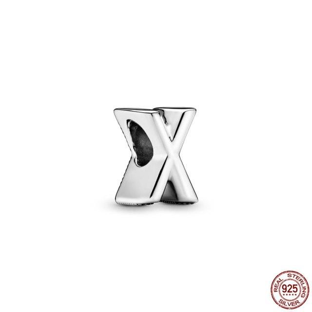 100% Γνήσιο μενταγιόν από ασήμι 925 αναμνηστικό γράμμα A-Z Series Beading Γνήσιο κόσμημα Panjia Charm βραχιόλι