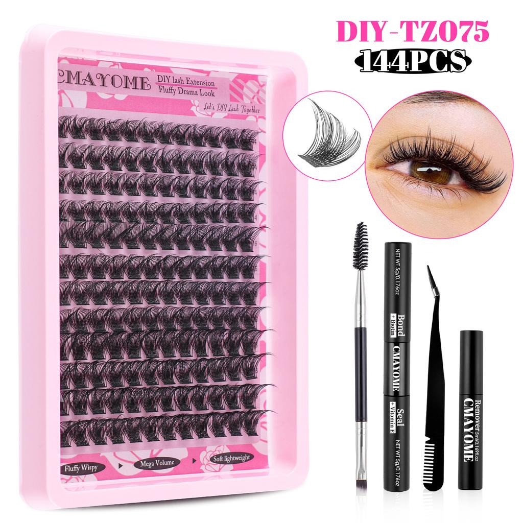 Dichtes Einzel-Cluster C-Song Falsche Wimpern Set 14-18mm Natürlicher Schwung DIY Segmentierte Wimpern