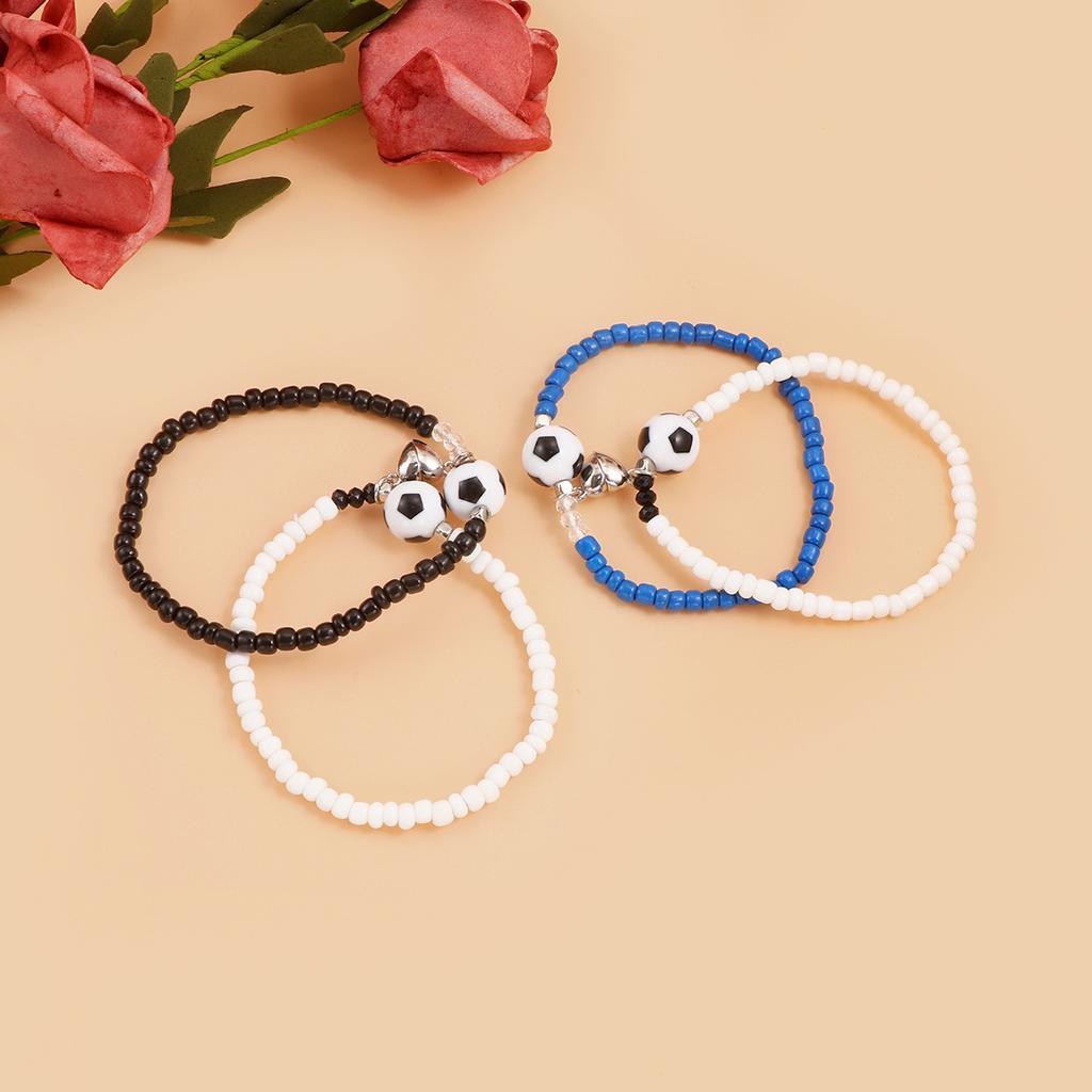 Football Beaded Magnetic Bracelet Set, Fashionable and Exquisite Football World Cup Commemorative Gift