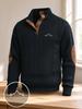 Shirts for Men Casual Long Sleeve Golf Polo Stand Collar Pullover Sweater Quarter Button Sweaters with Pattern Print for Fall, Winter Daily Wear
