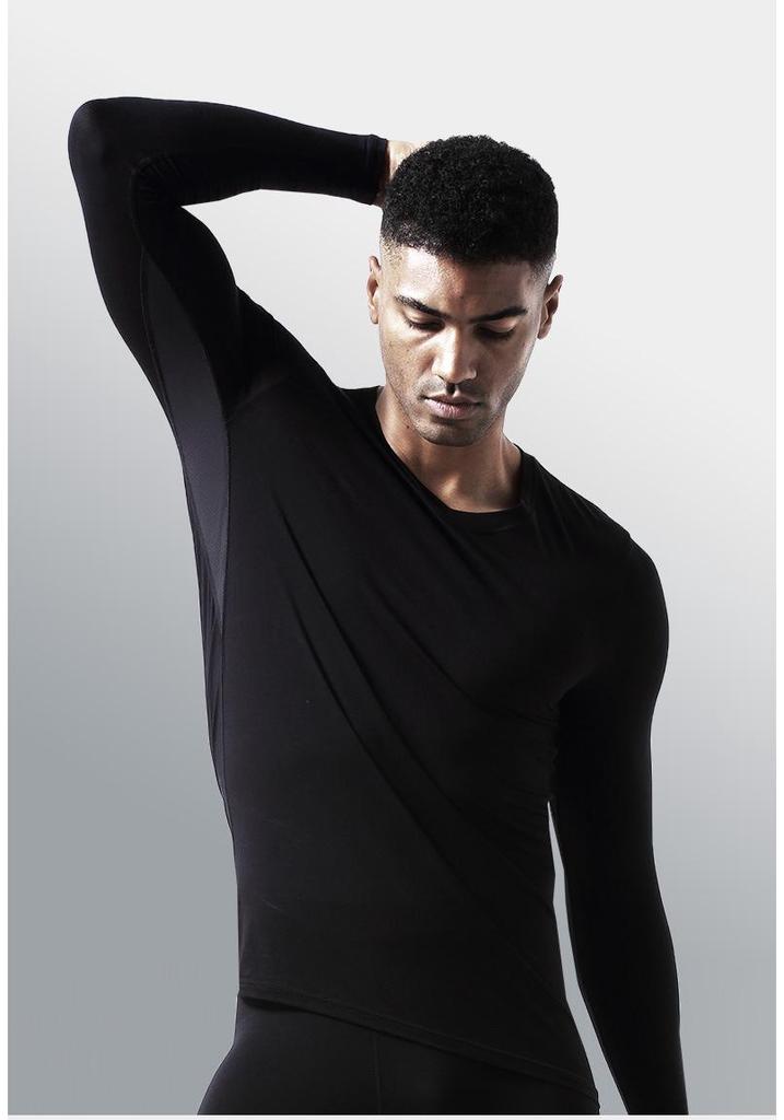 Men's V-Neck Long-Sleeve Ice Silk Warm Base Layer Top