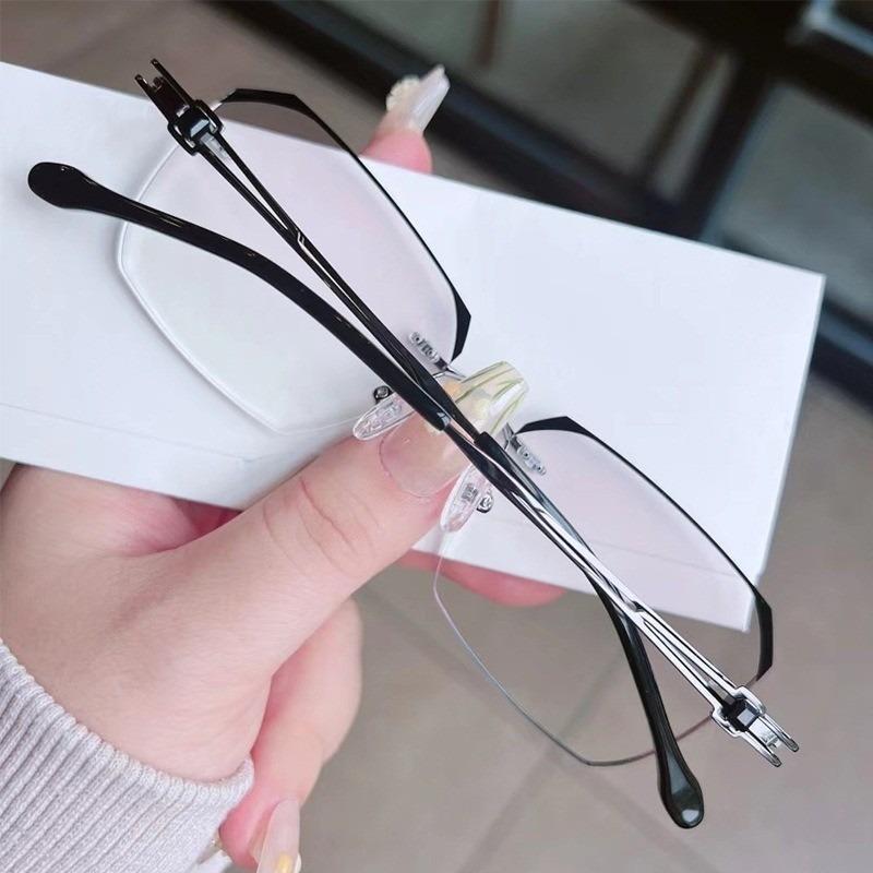 +100 To +400 Anti Blue Light Reading Glasses for Men Rimless Eyeglasses Frame Anti Fatigue Hyperopia Presbyopic Eyewear