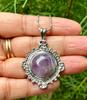White Gold Filled Purple Amethyst Jade Fashion Pendant, Locket, Natural Gemstone, with FREE ASSORTED CHAIN #3