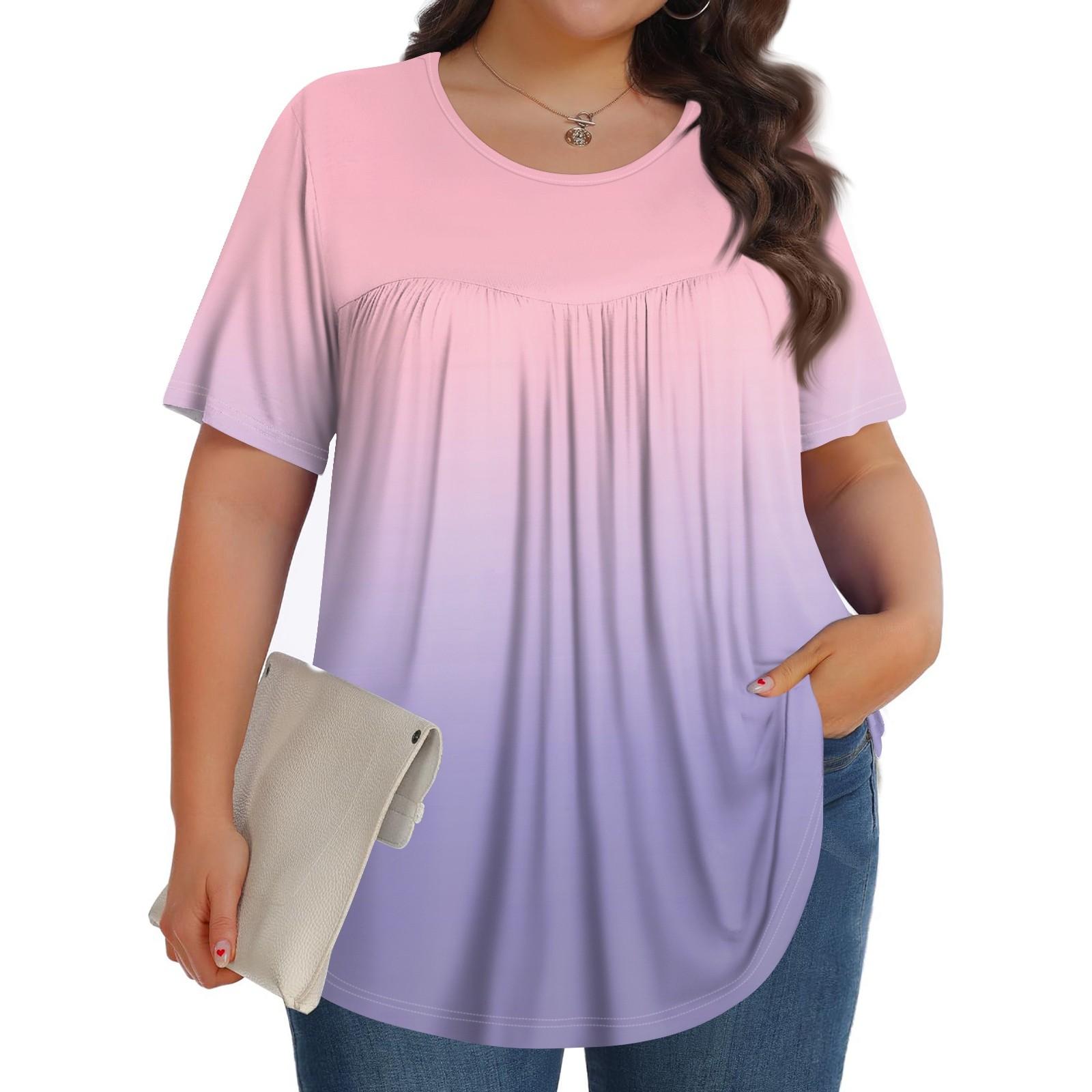 Женский модный повседневный топ с круглым вырезом и короткими рукавами с принтом — фото 10