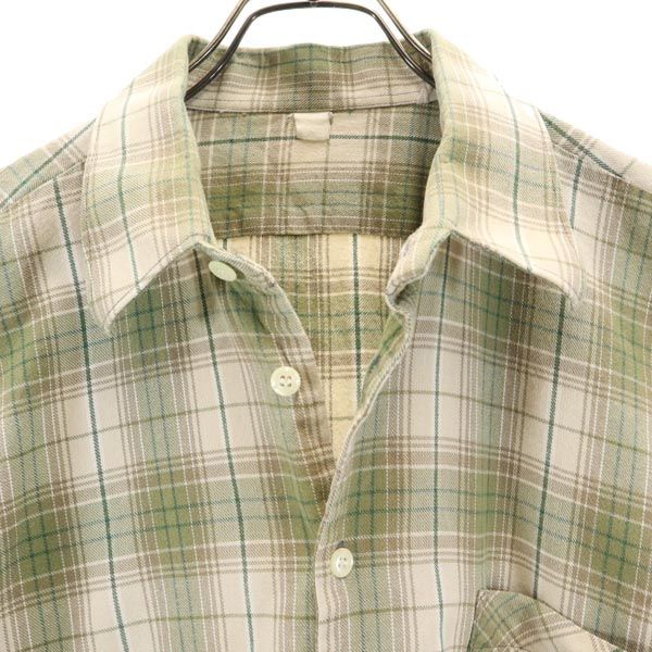 Check Pattern Long Sleeve Shirt One Piece Beige X Brown X Green Women Used