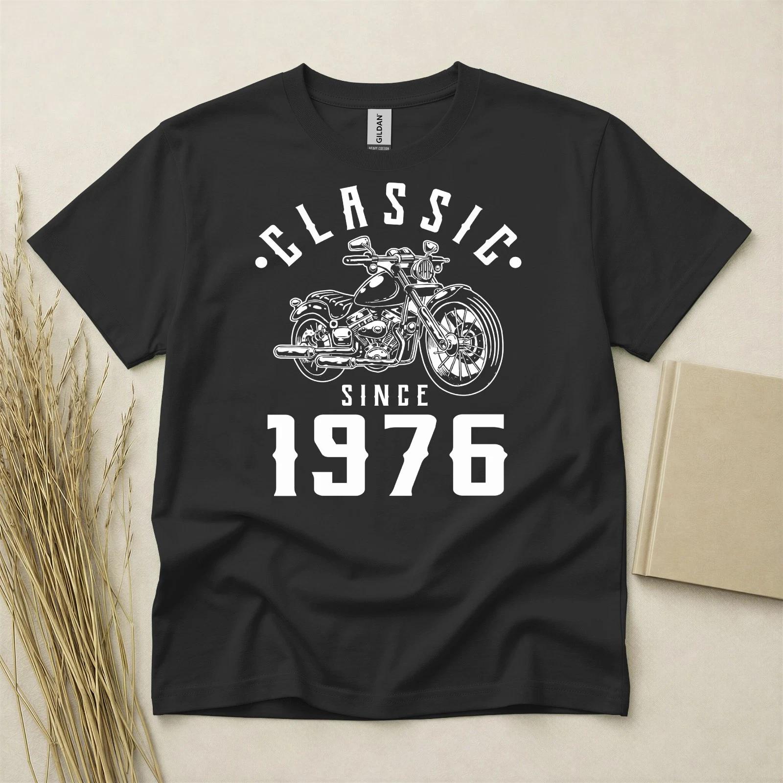 50th Birthday Shirt Born In 1976 50 Years Old Gifts Classic Motorcycle T-Shirt XL