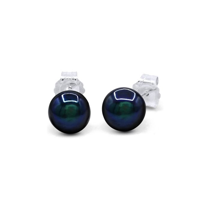 Boucles d'Oreilles - Pearls & Colors - Perle de Culture d'Eau Douce - Perle Noire - Argent 925 - Qualité AAA+ - Femme