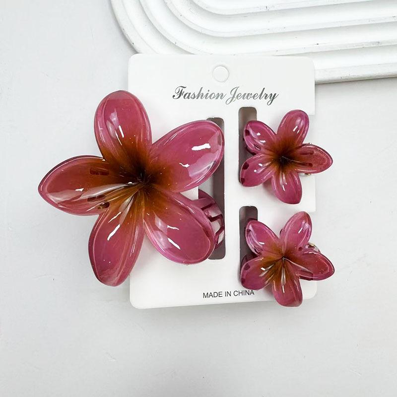 Sada skřipců do vlasů s frangipani: Květinové vlasové doplňky s imitací mramoru pro módní svátky