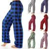 Casual Pants, Stretch Plaid Pajamas, Drawstring Wide-leg Pants, Sleep