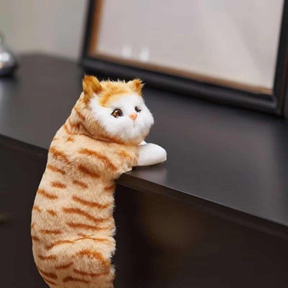 Furry Simulation Cat Hanging Ornament Realistic Fake Cat Model  for Desktop Decor