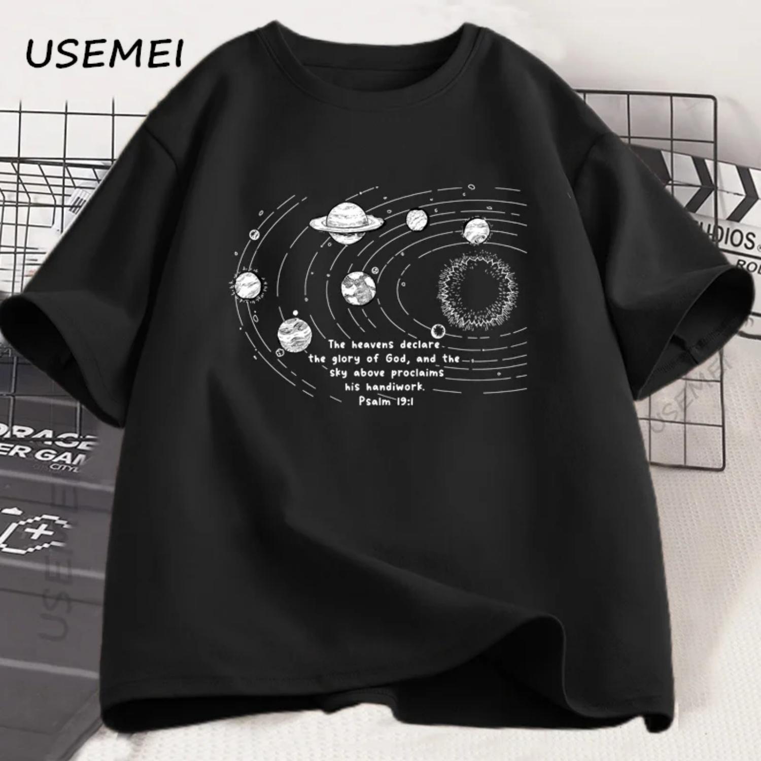 Psalm Classical Conversations Cycle 2 Space T-Shirt Space Planets T Shirt Religious Faith Graphic T Shirts Christian Top S чёрный