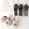 8cm Heeled Slippers with Platform Medium Ribbon, (Black)