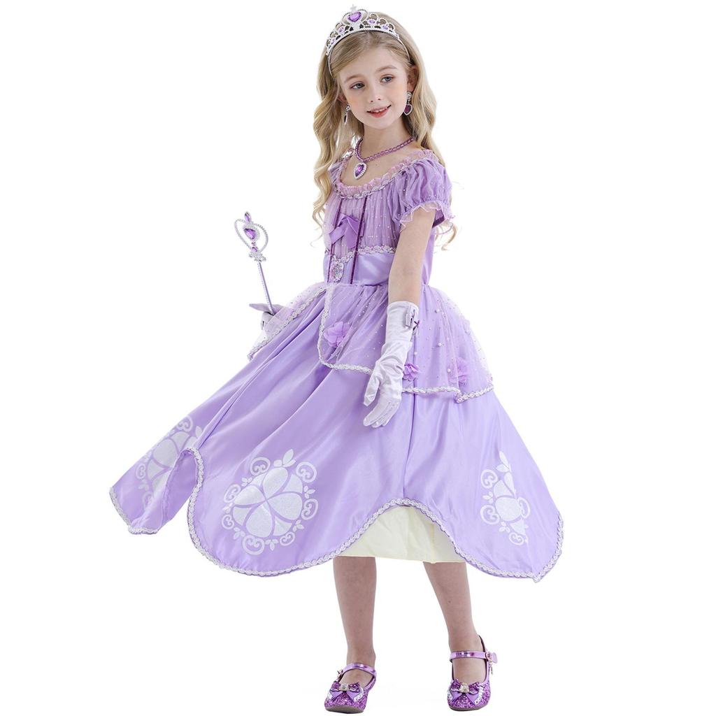 Sophia Flower Puffy Skirt Girls' Dress 2025 with Accessories