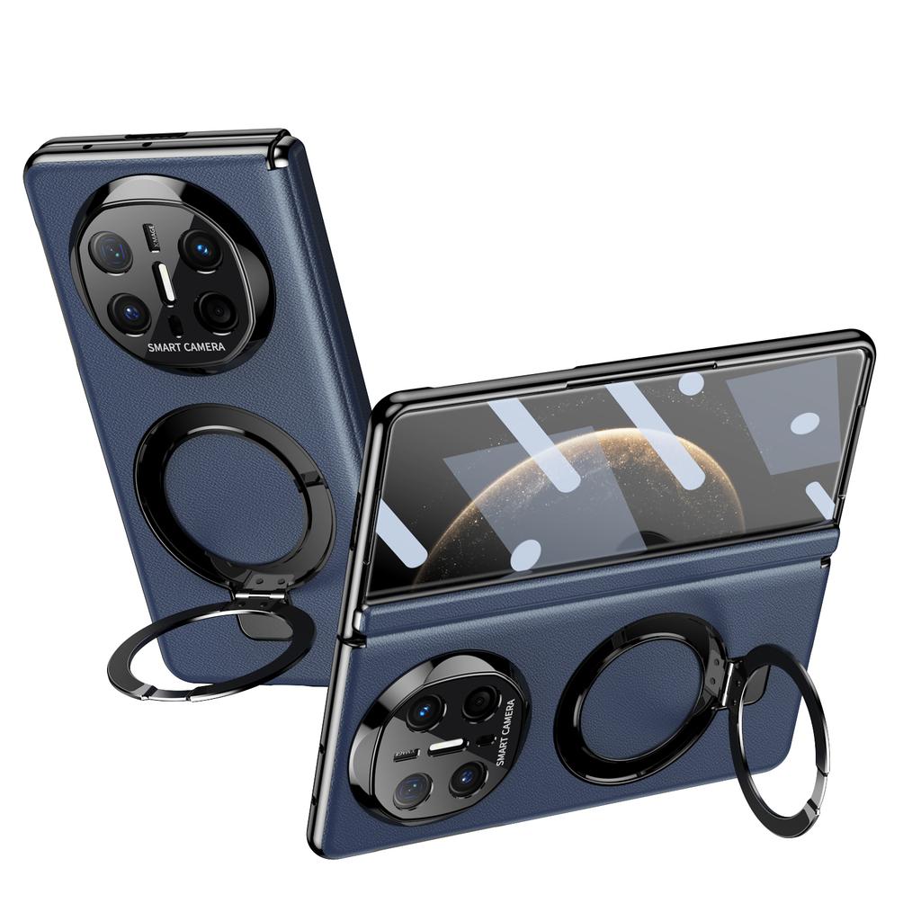 Business Style Pivot Magnetic Leather Case For Huawei Mate X5 X6 Bracket Cover Alloy Stand Ring With Glass Screen Protector