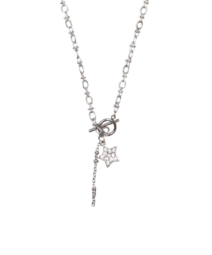 High School Disco Star Cubic Toggle Bar Necklace